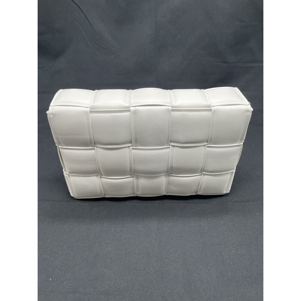 Leather Woven Purse, Handbag, Clutch White NWOT - Picture 3 of 9